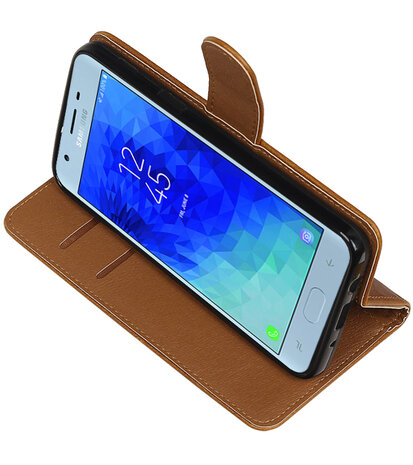 Hoesje voor Samsung Galaxy J3 (2018) Pull-Up Booktype Bruin