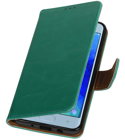 Hoesje voor Samsung Galaxy J3 (2018) Pull-Up Booktype Groen