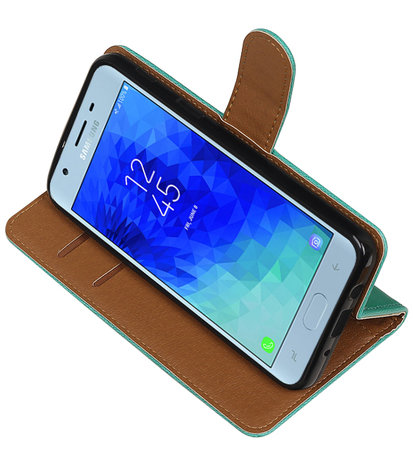 Hoesje voor Samsung Galaxy J3 (2018) Pull-Up Booktype Groen