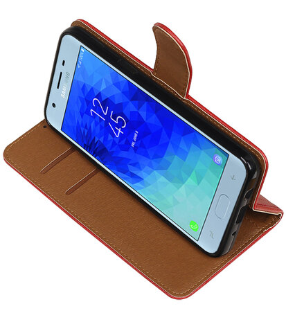 Hoesje voor Samsung Galaxy J3 (2018) Pull-Up Booktype Rood