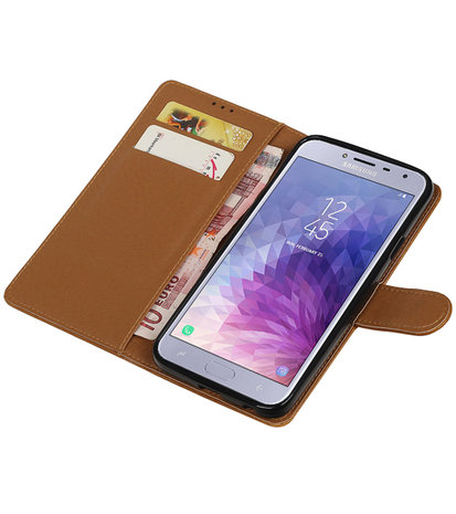 Hoesje voor Samsung Galaxy J4 Pull-Up Booktype Bruin