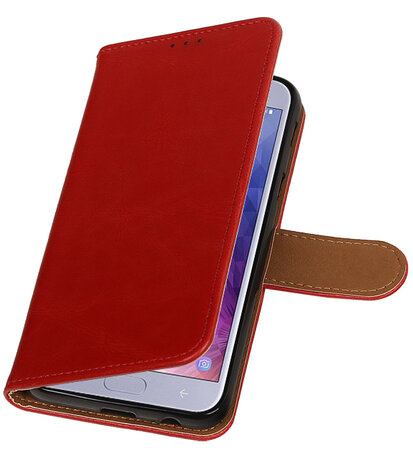 Hoesje voor Samsung Galaxy J4 Pull-Up Booktype Rood