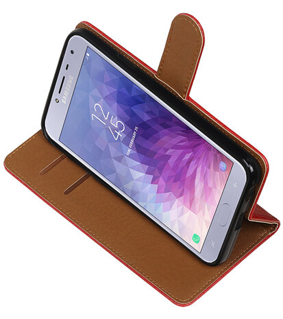 Hoesje voor Samsung Galaxy J4 Pull-Up Booktype Rood