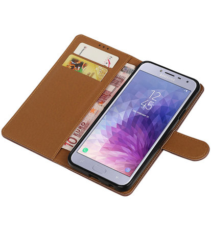 Hoesje voor Samsung Galaxy J4 Pull-Up Booktype Mocca