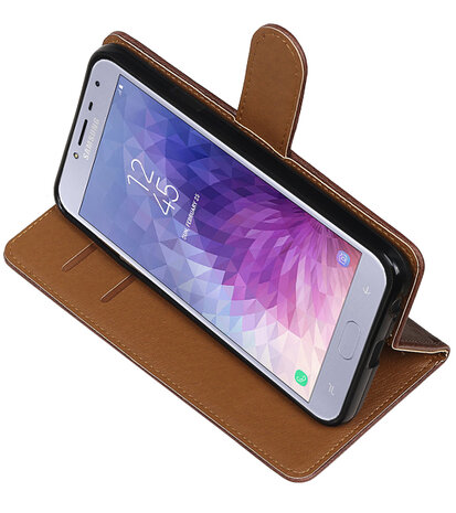 Hoesje voor Samsung Galaxy J4 Pull-Up Booktype Mocca