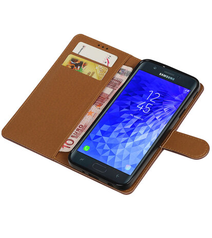 Hoesje voor Galaxy J7 (2018) Pull-Up Booktype Mocca