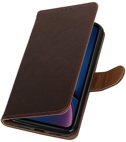 Hoesje voor iPhone XR Pull-Up Booktype Mocca