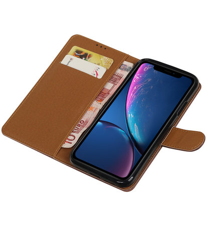 Hoesje voor iPhone XR Pull-Up Booktype Mocca