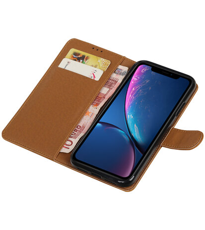 Hoesje voor iPhone XR Pull-Up Booktype Bruin