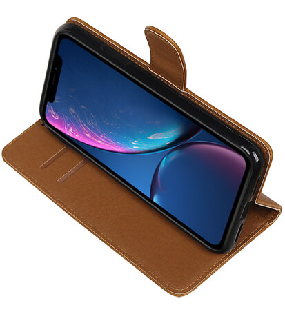 Hoesje voor iPhone XR Pull-Up Booktype Bruin