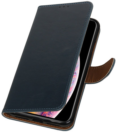 Hoesje voor iPhone XS Max Pull-Up Booktype Blauw