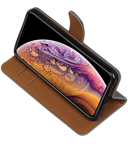 Hoesje voor iPhone XS Max Pull-Up Booktype Blauw