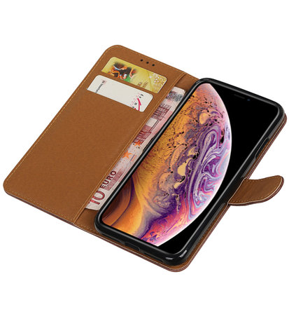 Hoesje voor iPhone XS Max Pull-Up Booktype Mocca