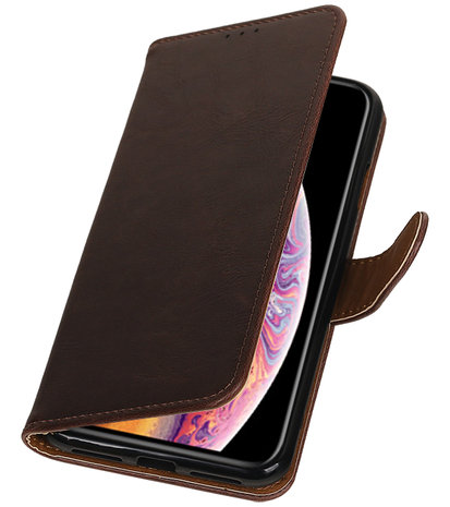 Hoesje voor iPhone XS Max Pull-Up Booktype Mocca