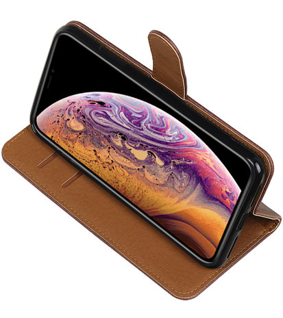 Hoesje voor iPhone XS Max Pull-Up Booktype Mocca