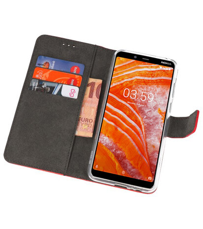 Wallet Cases Hoesje voor Nokia 3.1 Plus Rood