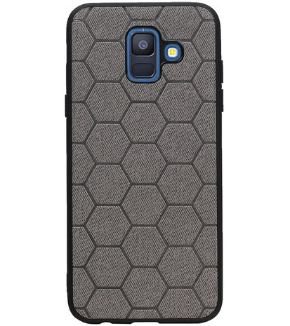 Hexagon Hard Case voor Samsung Galaxy A6 2018 Grijs