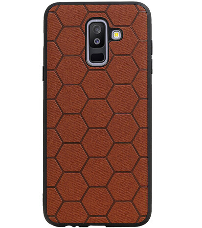 Hexagon Hard Case voor Samsung Galaxy A6 Plus 2018 Bruin