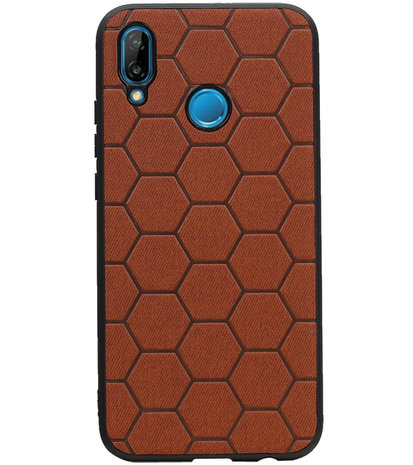 Hexagon Hard Case voor Huawei P20 Lite Bruin