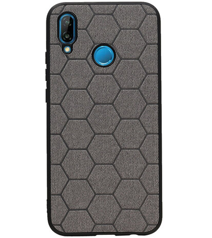 Hexagon Hard Case voor Huawei P20 Lite Grijs