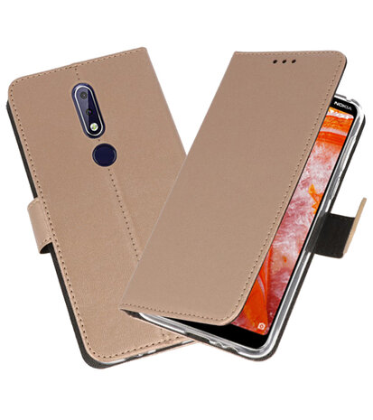 Wallet Cases Hoesje voor Nokia 3.1 Plus Goud