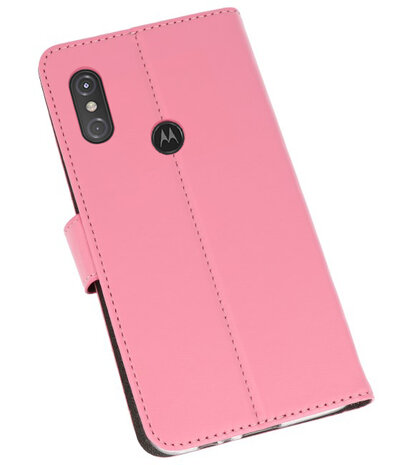 Wallet Cases Hoesje voor Moto One Power Roze