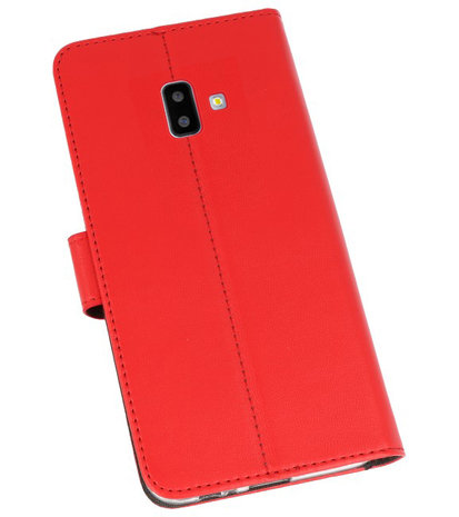 Wallet Cases Hoesje voor Galaxy J6 Plus Rood