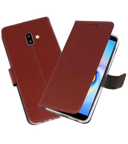 Wallet Cases Hoesje voor Galaxy J6 Plus Bruin