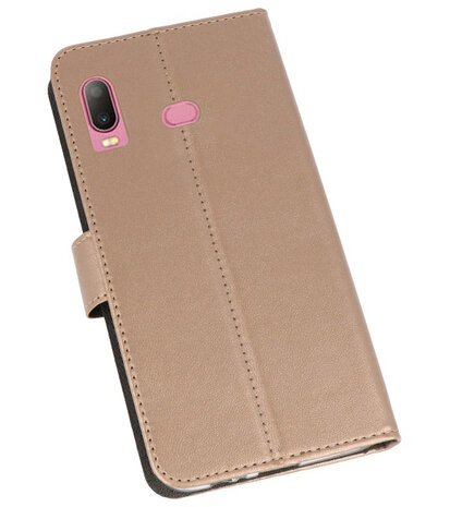 Wallet Cases Hoesje voor Samsung Galaxy A6s Goud