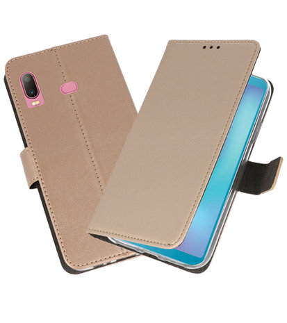 Wallet Cases Hoesje voor Samsung Galaxy A6s Goud