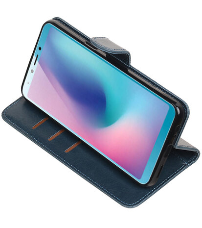 Hoesje voor Samsung Galaxy A6s Pull-Up Booktype Blauw