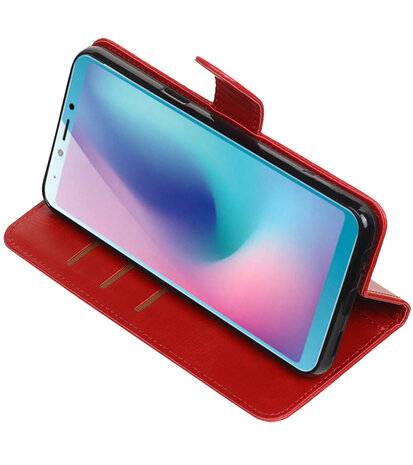 Hoesje voor Samsung Galaxy A6s Pull-Up Booktype Rood