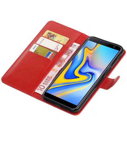 Hoesje voor Samsung Galaxy J6 Plus Pull-Up Booktype Rood