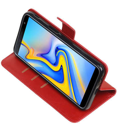 Hoesje voor Samsung Galaxy J6 Plus Pull-Up Booktype Rood