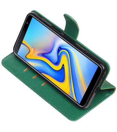 Hoesje voor Samsung Galaxy J6 Plus Pull-Up Booktype Groen