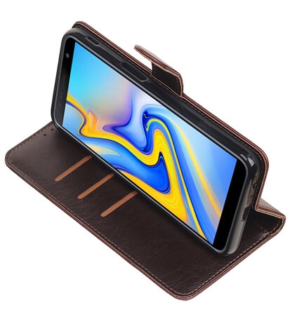 Hoesje voor Samsung Galaxy J6 Plus Pull-Up Booktype Mocca