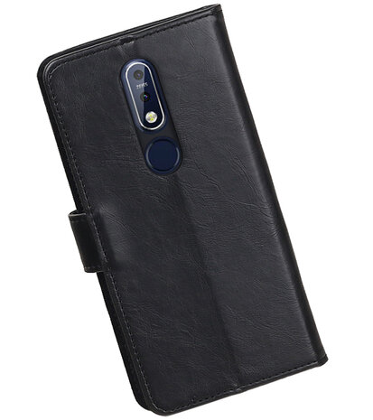 Hoesje voor Nokia 7.1 Pull-Up Booktype Zwart