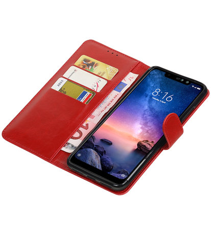 Hoesje voor XiaoMi Redmi Note 6 Pro Pull-Up Booktype Rood