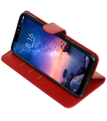 Hoesje voor XiaoMi Redmi Note 6 Pro Pull-Up Booktype Rood