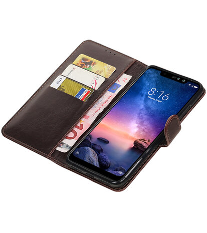 Hoesje voor XiaoMi Redmi Note 6 Pro Pull-Up Booktype Mocca