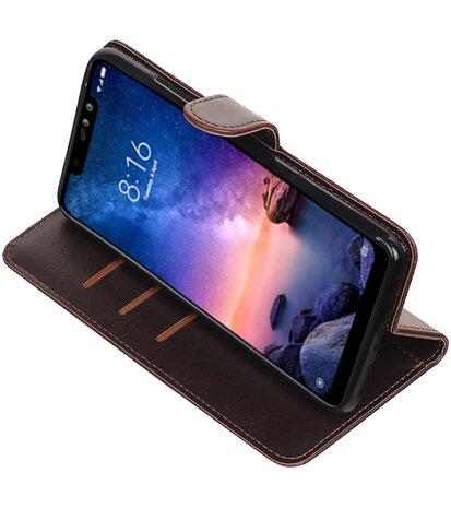 Hoesje voor XiaoMi Redmi Note 6 Pro Pull-Up Booktype Mocca