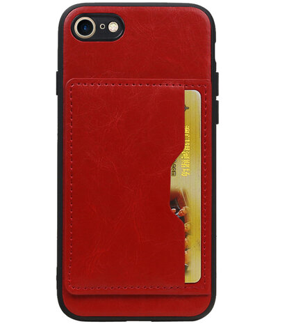 Staand Back Cover 1 Pasjes voor iPhone 8 / 7 Rood