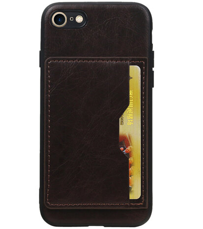 Staand Back Cover 1 Pasjes voor iPhone 8 / 7 Mocca
