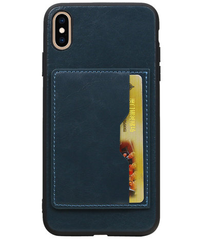 Staand Back Cover 1 Pasjes voor iPhone XS Max Navy