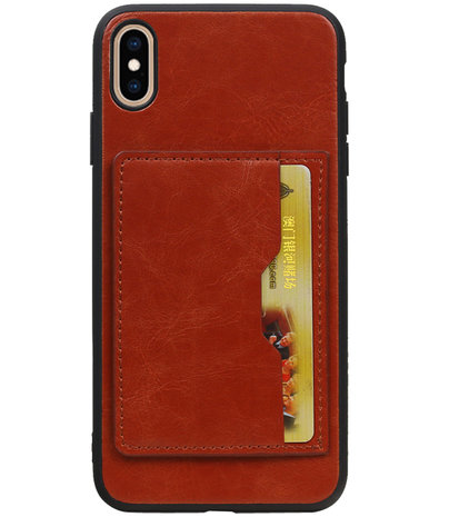 Staand Back Cover 1 Pasjes voor iPhone XS Max Bruin