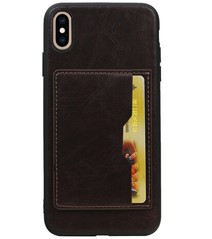 Staand Back Cover 1 Pasjes voor iPhone XS Max Mocca