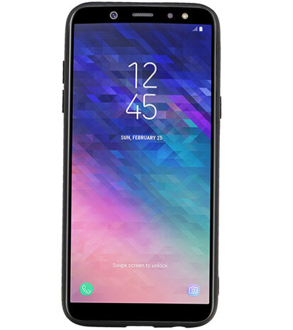 Staand Back Cover 1 Pasjes voor Galaxy A6 2018 Bruin