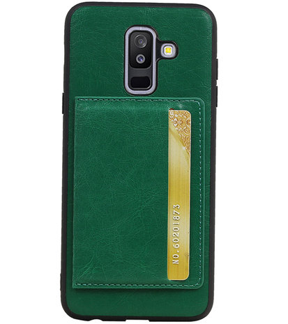 Staand Back Cover 1 Pasjes voor Galaxy A6 Plus 2018 Groen