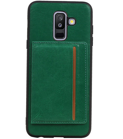 Staand Back Cover 1 Pasjes voor Galaxy A6 Plus 2018 Groen