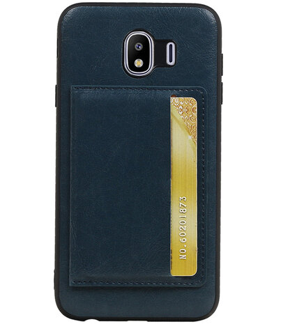 Staand Back Cover 1 Pasjes voor Galaxy J4 Navy